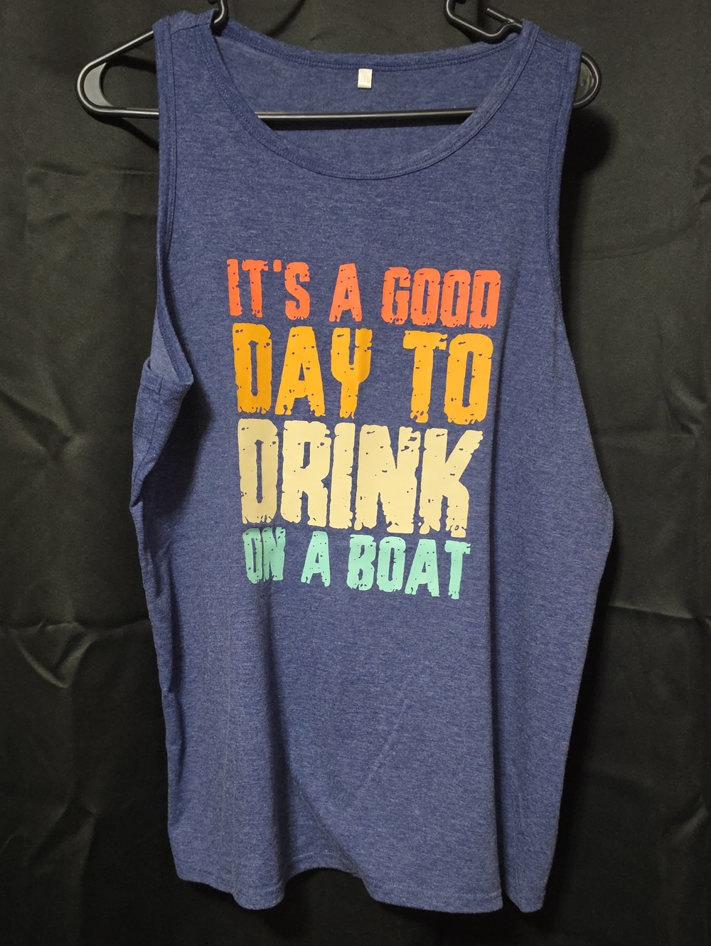 Women's Navy Graphic Tank Top - 'It's A Good Day To Drink On A Boat'